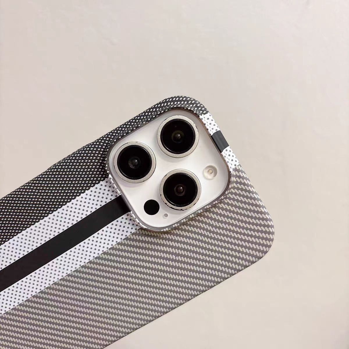 Minimalist Color-Block Carbon Fiber Pattern Phone Case
