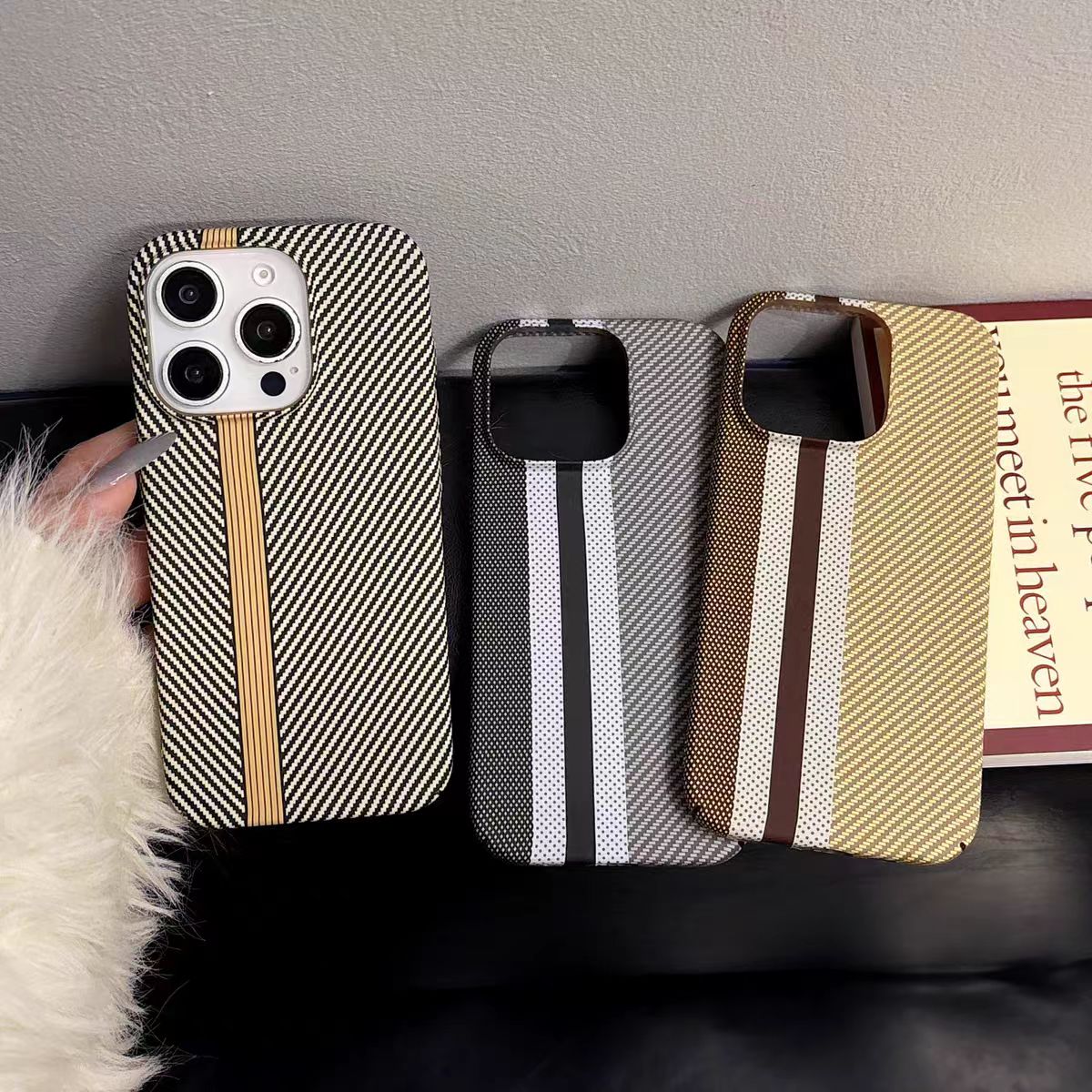 Minimalist Color-Block Carbon Fiber Pattern Phone Case