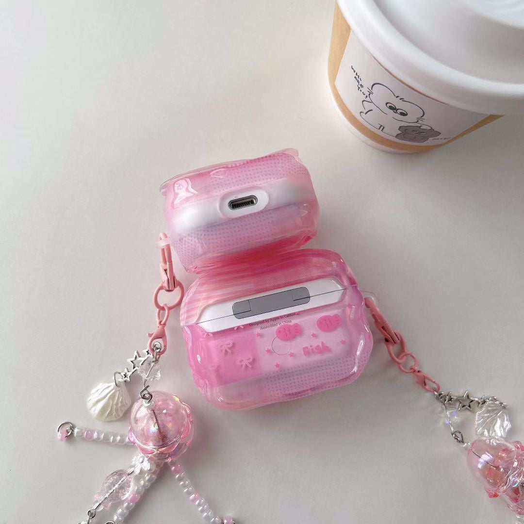 Pink Unicorn AirPods Case with Crystal Beaded Charm